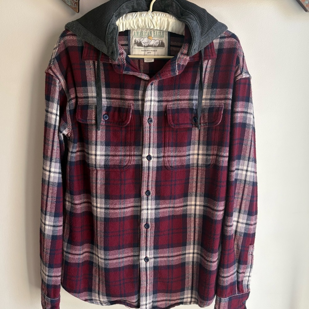 American Eagle Outfitters Flannel Plaid Button Down‎ Shirt Men’s Small